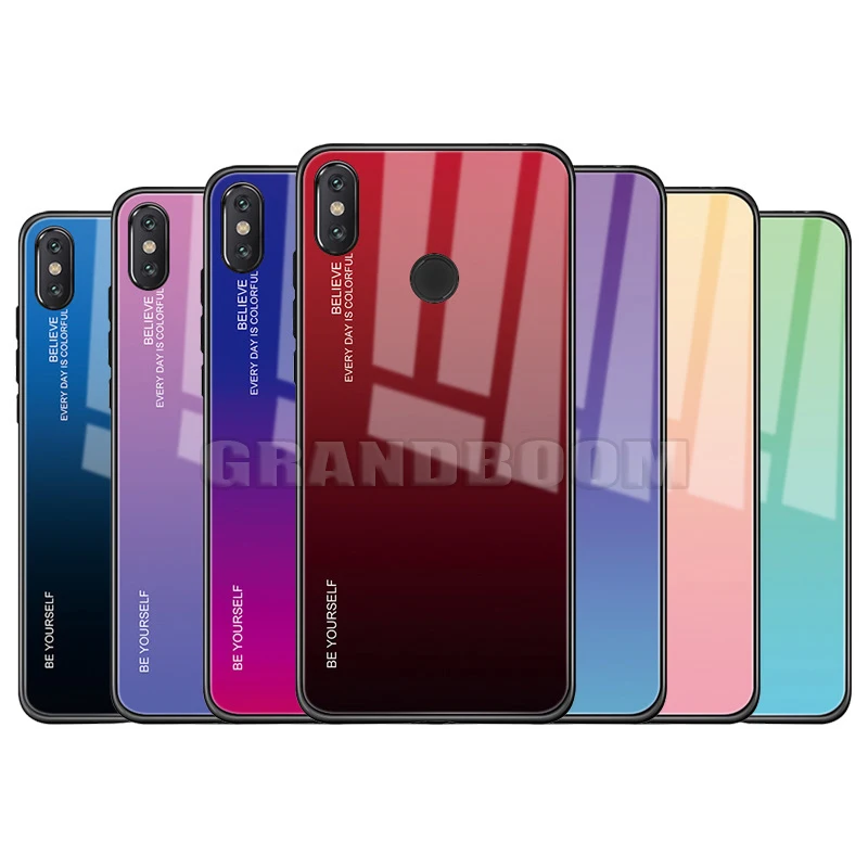 10 шт. градиент цветное защитное закаленное Стекло задняя крышка для Xiaomi Mi CC9 CC9E 9 SE Honor 8 Lite 6 6X 5X Mi Max Mix 3 F1 мягкий полиуретановый край обложки