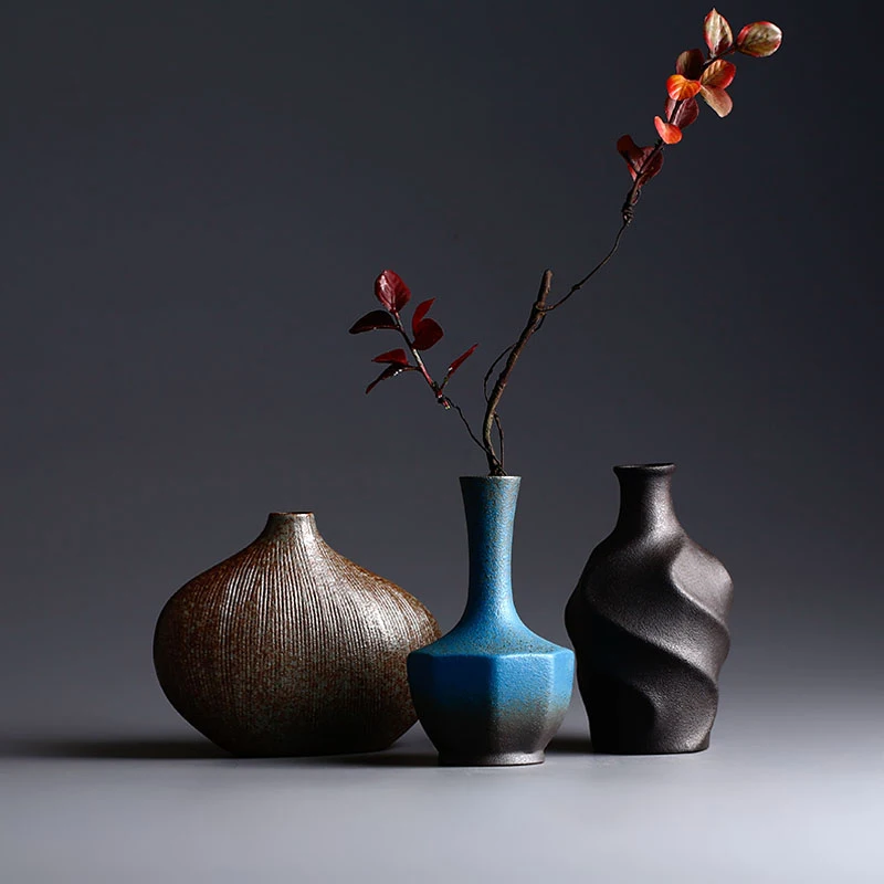 Китайский дзен керамическая ваза грубая керамика мини вазы сушеные цветы DIY контейнеры Настольный Декор ремесла дома свадебное украшение