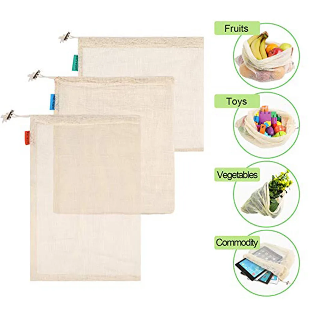 10pcs Reusable Produce Bags Washable Bags Shopping Vegetable Fruit Toys Storage Eco-Friendly Bags Fruit Vegetable Organizer#EW