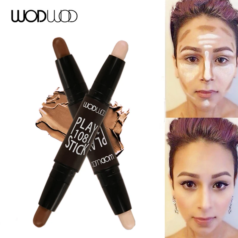 

Wodwod Brand Makeup Facial Cream Double Ended Contour Stick Bronzer Face Highlighter Stick Concealer Stick Shadow Repair Pencil