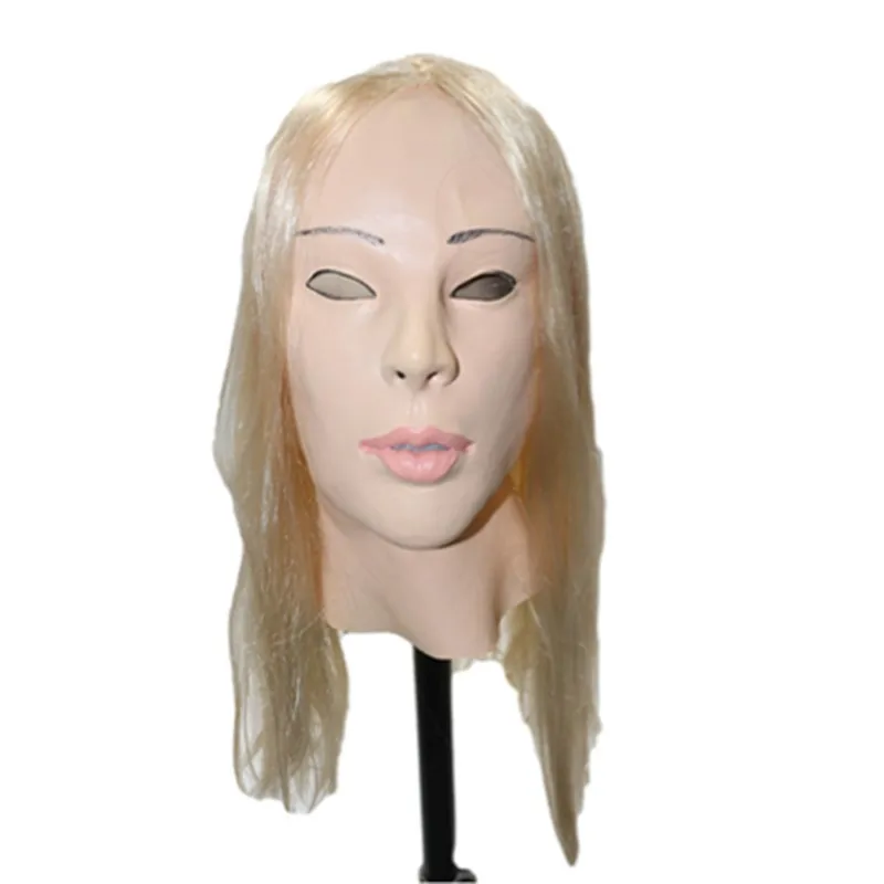 LATEX FEMALE MASK CROSS DRESS TRANSGENDER RUBBER DOLL LIPS MOUTH TOY WOMAN LADY