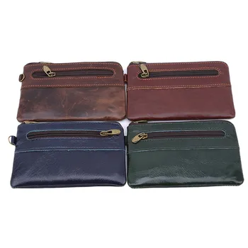 

Fashion Men's Women's Genuine Leather Coin Purse Zipper Wallet Card Holder Vintage Retro