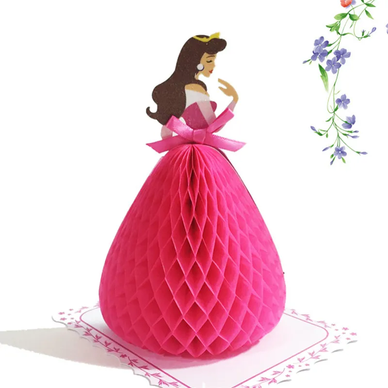 3D Snow White Cinderella Princess Greeting Card Children Birthday Wedding Party Blessing Card Invitations Valentine's Day Decors