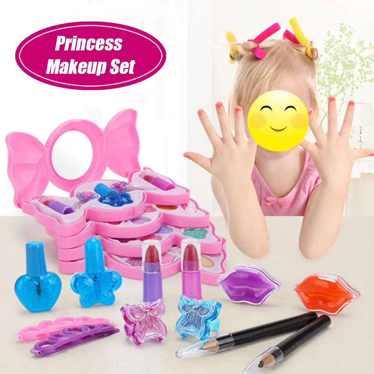 

3/4/5 Layers Washable Princess Makeup Set for Girls Cosmetic Toys Kit Eyeshadow Lip Gloss Blushes Face Makeup Party Dressing