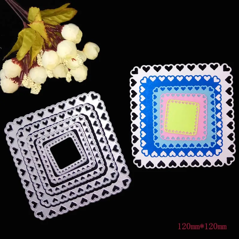 

Square with heart Frame Metal Cutting Dies set for DIY Scrapbooking/photo album Decorative Embossing DIY Paper Card