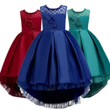 Nacolleo/Новинка; летнее праздничное платье для маленьких девочек; вечерняя одежда; Одежда для девочек с длинным шлейфом; элегантное платье с цветочным узором для девочек; платья для малышей
