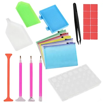 

20PCS DIY Diamond Painting Embroidery Tools Kit with Glue Sticky Pen Plate Bag Tweezer Box for Beginners Amateurs Professional