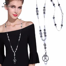 ROYALBEIER рабочий ID держатель шнурок кулон ожерелье для женщин хрустальные бусины офисный Рабочий ID держатель ID значок ювелирные изделия XL0194