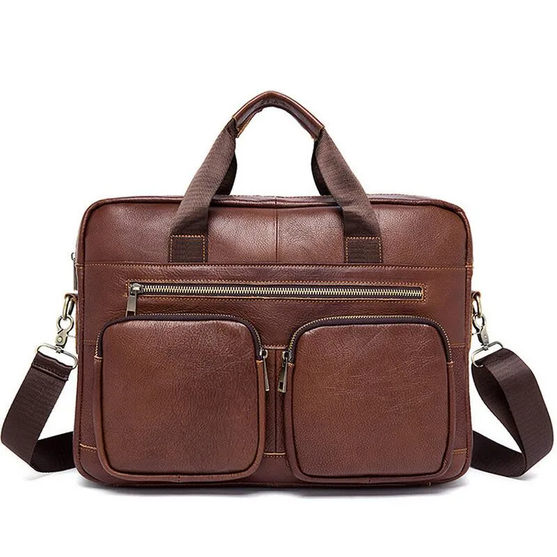 

Men's Briefcase Leather Laptop Bag 14'' Genuine Leather Men Bag Men Messenger Shoulder Bags Men's Crossbody Bags Handbags
