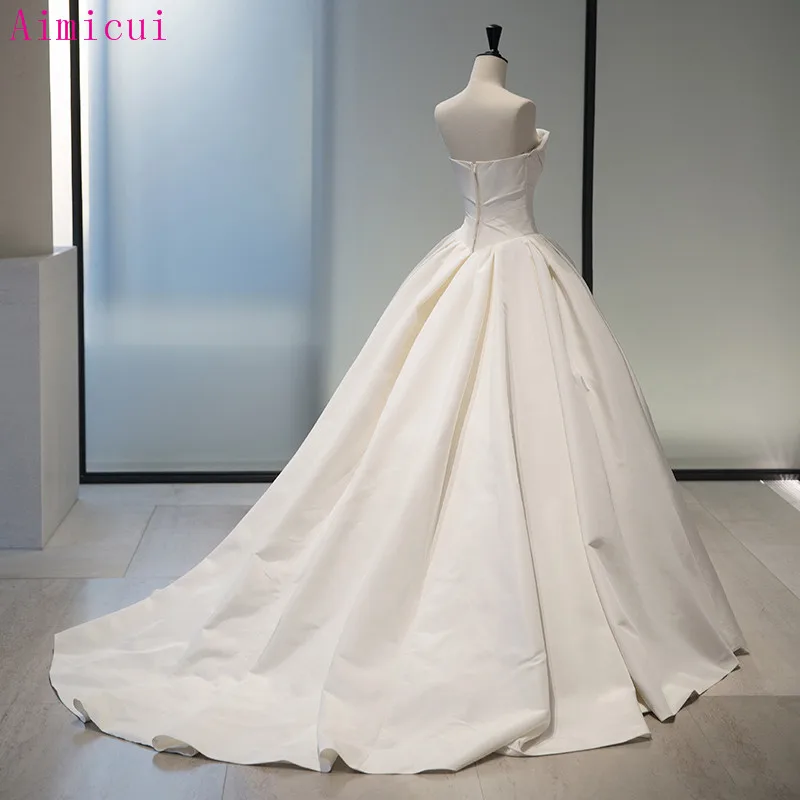 Винтажное свадебное платье с вырезом лодочкой Vestido De Noiva простое матовое Атласное