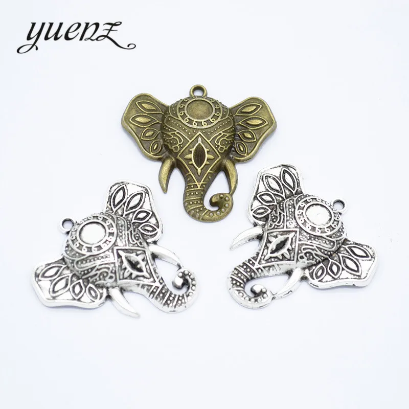 YuenZ-Metal Elephant Head Charme, Pingentes Colar Fit, Fazendo DIY, 33x34mm, D9237, 6Pcs