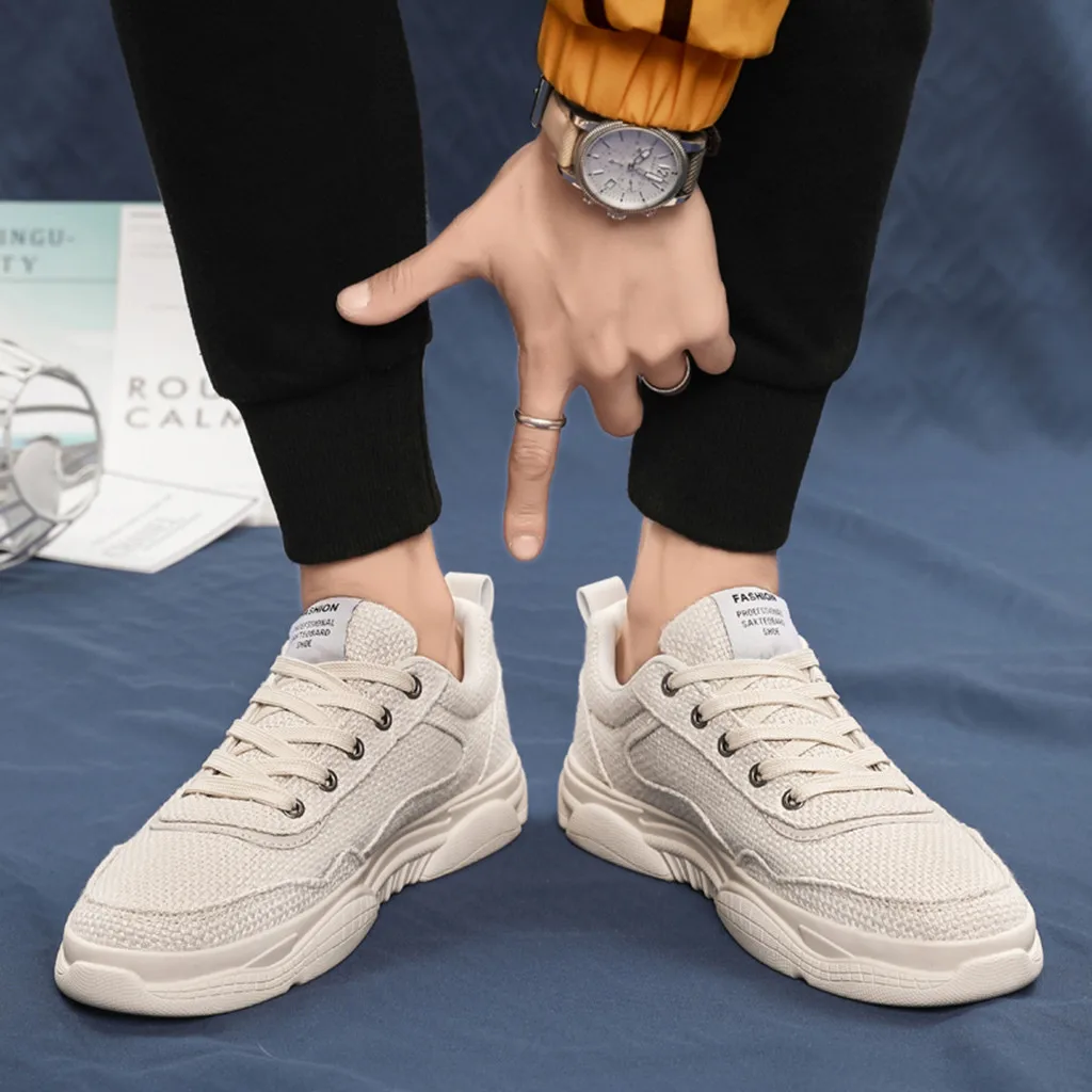 

men shoes 2019 spring summer Men's Fashion Casual Solid Color Breathable Lace-up Sport Shoes outdoor walk soft Sneakers