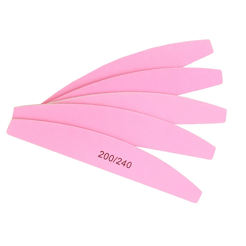 10 шт. розовые пилочки для ногтей, шлифовальный 200/240 УФ-Гель-лак, изогнутый банан для маникюра, кончики для маникюра, лайма, инструменты для педикюра