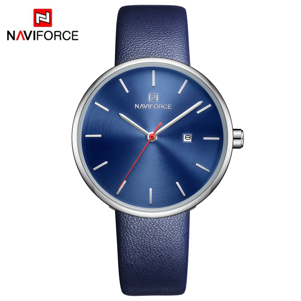 Naviforce роскошные брендовые женские часы наручные из натуральной кожи кварцевые