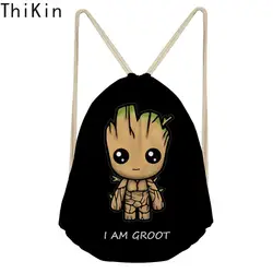 THIKIN черный рюкзак с рисунком из мультфильма I Am Groot для мальчиков крутая школьная сумка детские дорожные рюкзаки маленький рюкзак для