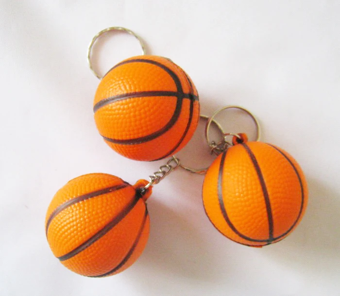 Free shipping 4.0cm diameter basketball keychain ,pu foam material