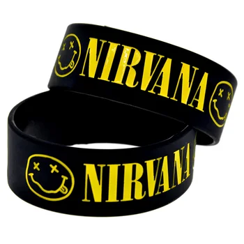 

OBH 25PCS Rock Style Black Debossed Nirvana Silicone Rubber Wristband