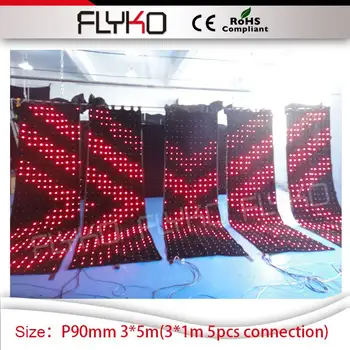 

3m*5m led video curtain club tv stage show decoration 5pieces 10ft by 4ft connection dj booth HD P90mm