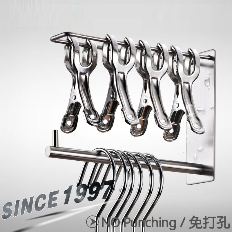 Wall Mounted Clothes Hanger Rack,pegs storage system, Stainless Steel