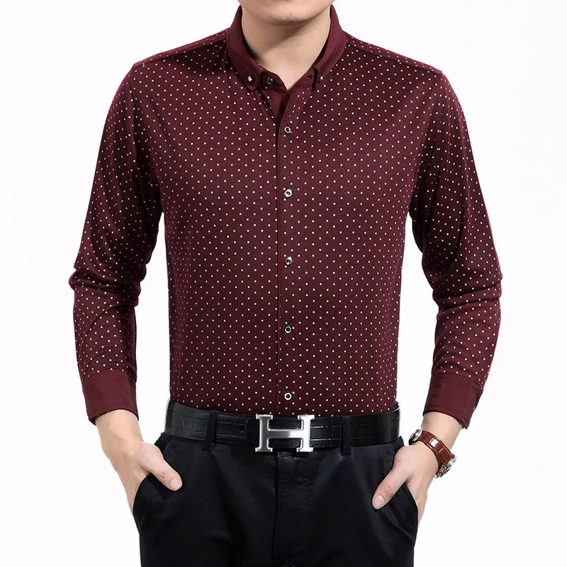 mens long sleeve polka dot shirt