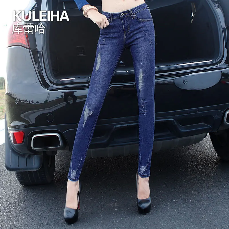 Concise Jeans Pencil Pants Woman Elastic Force Show Thin Summer female jeans F5501