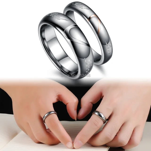 Choose Wife Husband Love Heart Tungsten Steel Comfort Wedding Choose Wife Husband Love Heart Tungsten Steel Comfort Wedding Bands Promise Ring