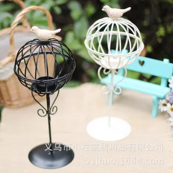 

2020 New Style Candle Holders Street Lamp Candlestick Metal Vintage Wedding Home Decor Bird Cage Candle Holder 2colors available