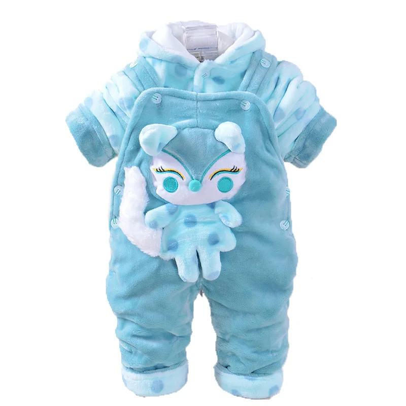 

New Fashion 2pcs Baby Boy Grils Clothes Flannel Baby Clothes kids Overalls for 0-18months Baby Fox Animal Romper