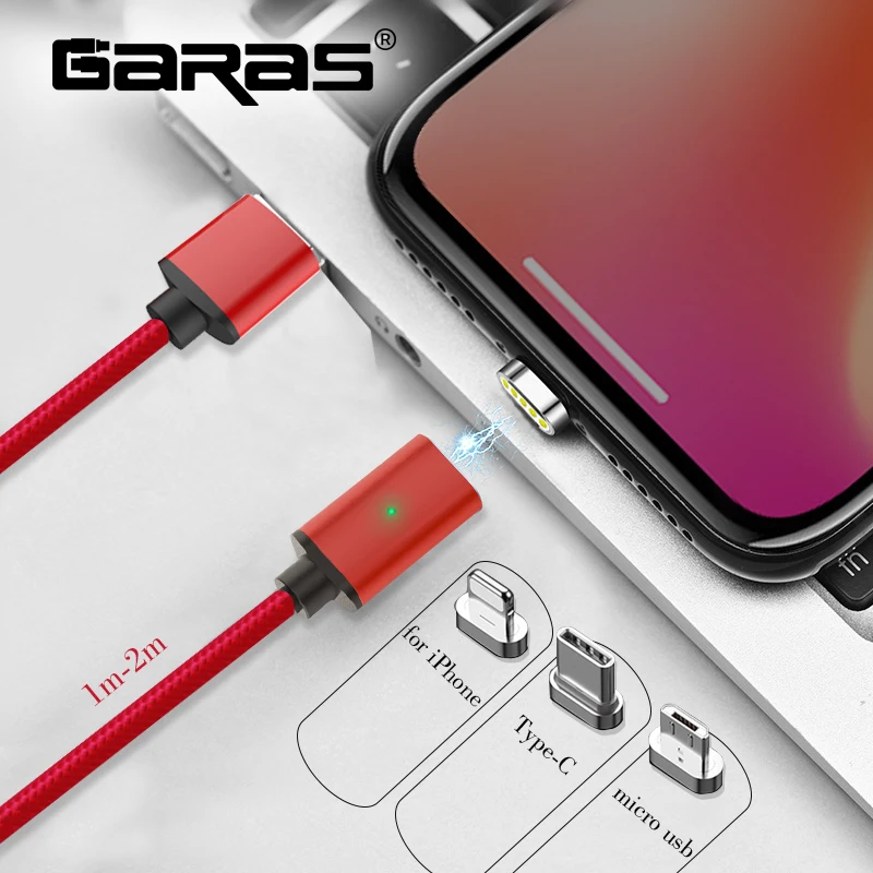 جرس USB نوع C/مايكرو USB/ل iphone المغناطيسي كابل USB-C/نوع-C سريع شاحن المغناطيس كابل ل iphone/ipad الهاتف المحمول كابل