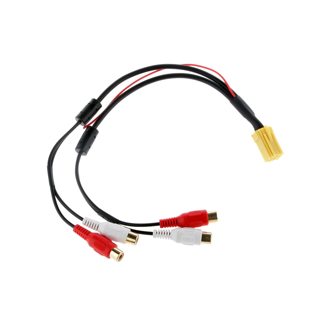 Mini 6 Pin ISO Adapter Aux Line Out 4 Chinch Cabel 4 RCA Plug for VW Seat