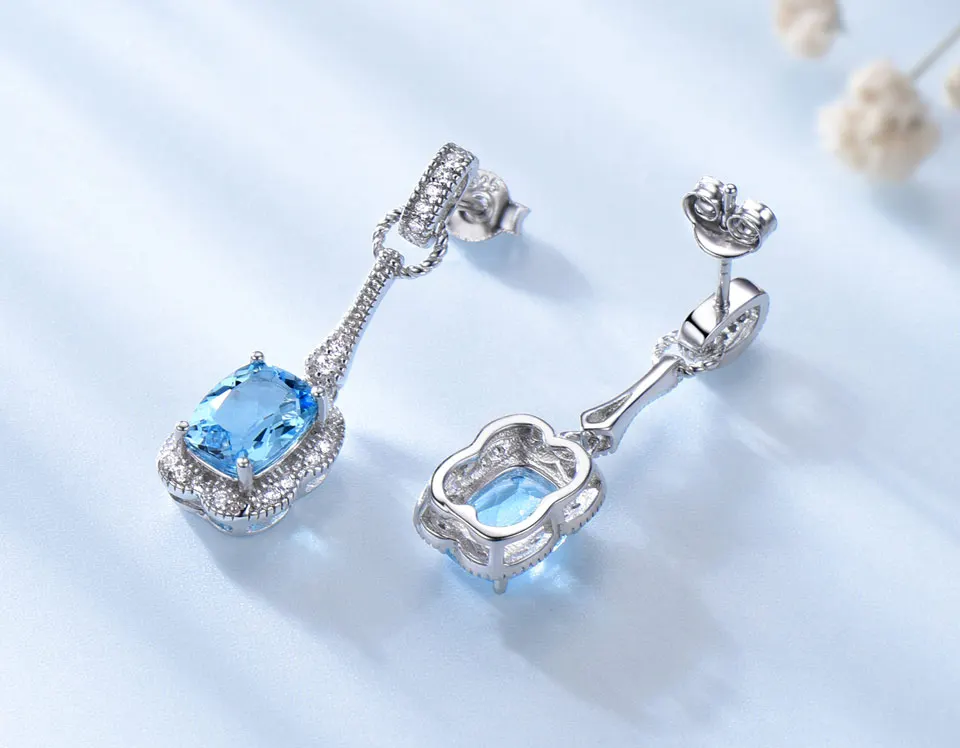 UMCHO swiss blue topaz earrings for women fashion (4)
