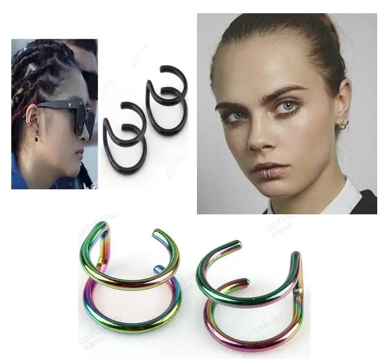 effreeing Star fake labret lip piercing kit jewelry ear studs percing