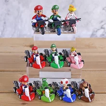 10 Pçs/set Anime Figura Super Bros Kart Puxar Para Trás Do Carro Bonito Ação PVC Boneca Figura Collectible Modelo Brinquedo Do Bebê Para Crianças