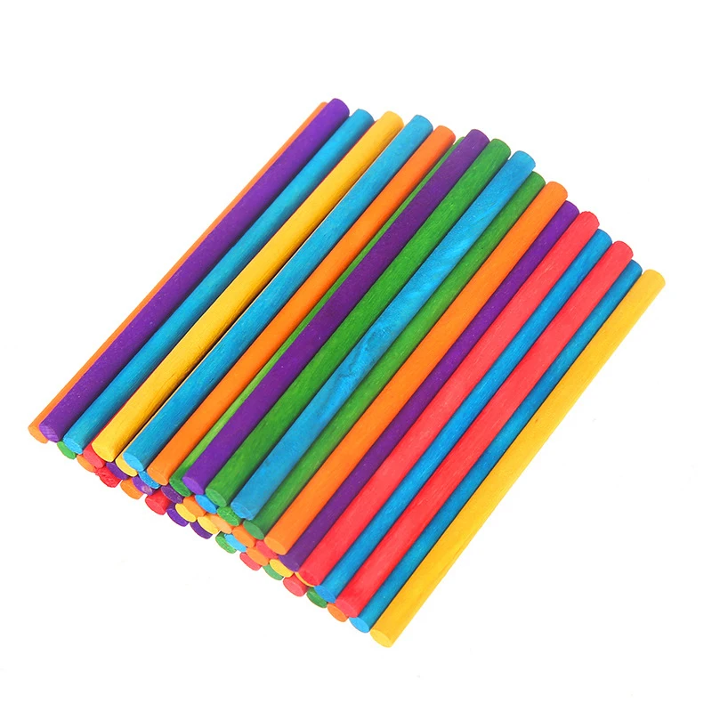 Best  50Pcs DIY Wooden Counting Stick Mathematical Colorful Hand Crafts Creative Montessori Early Educati