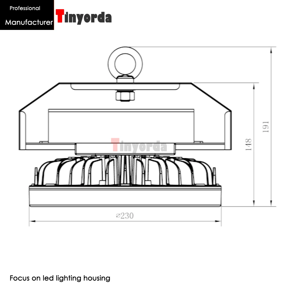 Tinyorda TID230 20 шт. 50 Вт, 60 Вт, 80 Вт типа High-Bay в виде НЛО Корпус радиатора НЛО светодиодный нарастающий свет Корпус [, профессиональное