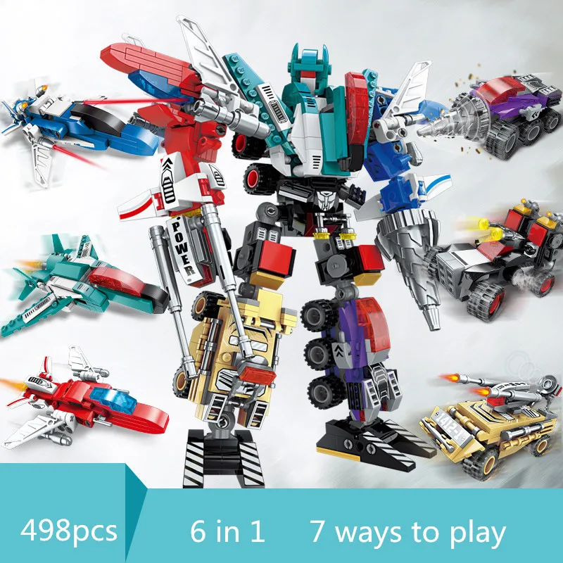 

Enlighten 6in1 Super Alloy Ares Robot Building Blocks Armored Vehicle Truck Chariot Bomber Fighter Assembled Boy kids Toys