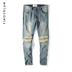 2018 хип-хоп Для мужчин джинсы masculina Повседневное джинсовая проблемных Для Мужчин's Зауженные джинсы Штаны бренд байкерские джинсы скинни рок