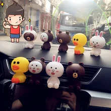 2018 NEW 5pcs animal rabbit duck and bear Toy Model building Dolls 7cm Lovely Cute Automobile