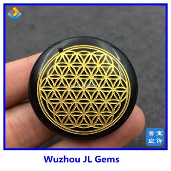 

(1pc/lot) Wholesale Price Chaka Pendant 40mm Natural Quartz Crystal Obsidian Carved Flower of Life For Summer Gife