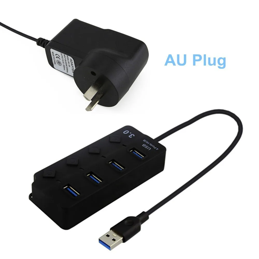 CHYI портативный usb-концентратор USB-A до 4 портов USB 3,0 разветвитель с внешним адаптером питания супер скорость 5 Гбит/с концентраторы для ПК ноутбука Настольный