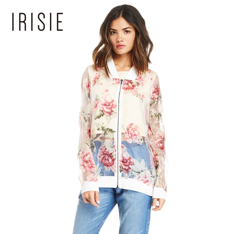 IRISIE Apparel Floral Print See Through Female Jacket Coat