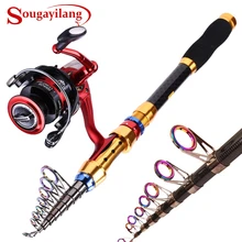 Sougayilang 1,8-3 м телескопическая удочка для ловли карпа и 13+ 1BB Рыболовная катушка набор колес из углеродного волокна Удочка спиннинговая Катушка комбо