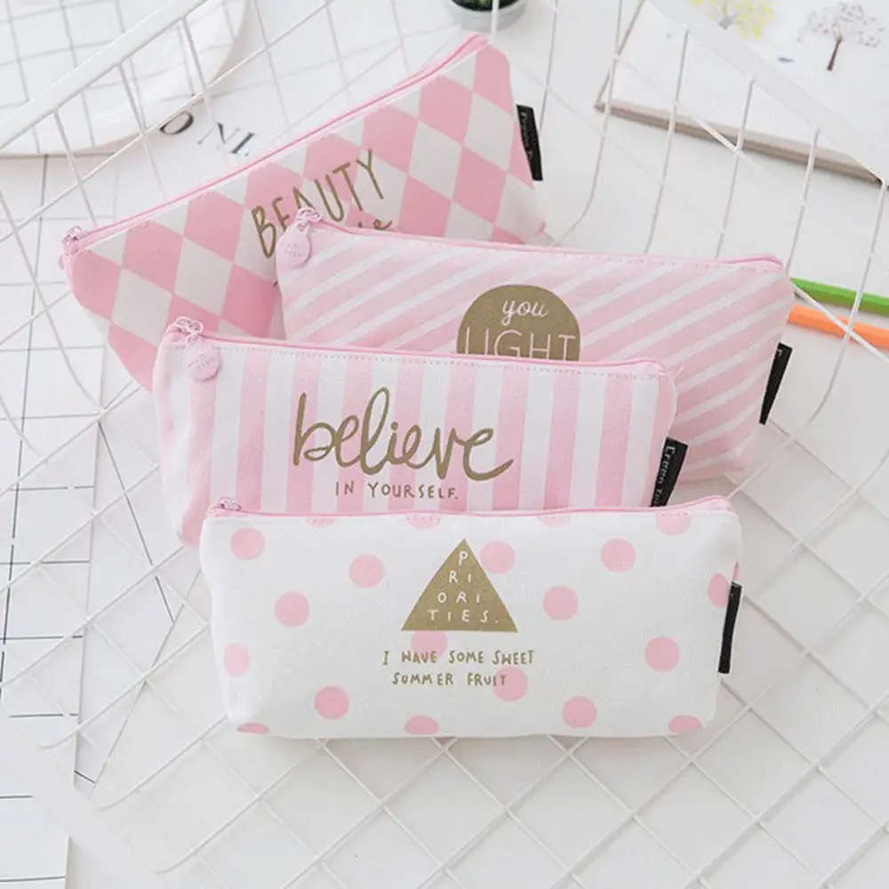 

New Small Fresh Admission Bag Pink Stationery Bag Creative Upside Down Pencil Case Student Pencil Box