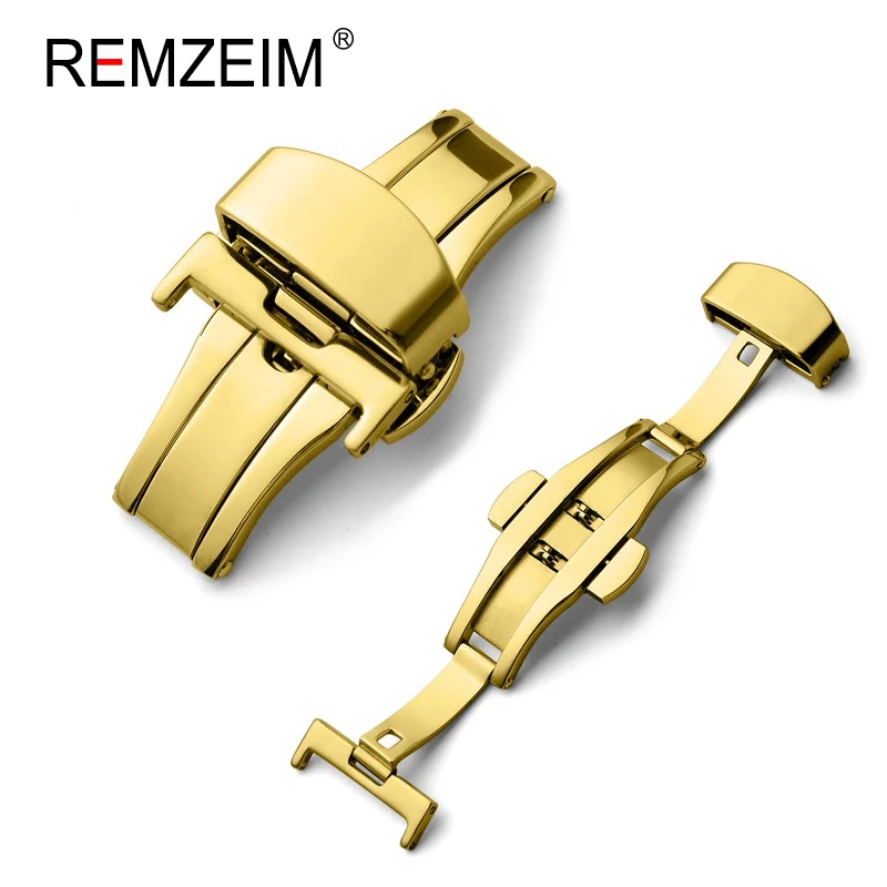 Sleek Stainless Steel Butterfly Deployment Buckle with Double Click Mechanism - Premium Watch Strap Accessory