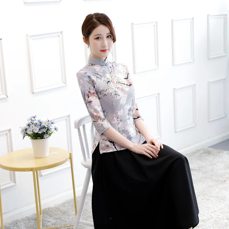 New Arrival Chinese Tradition Women's Blouse Rayon Shirt