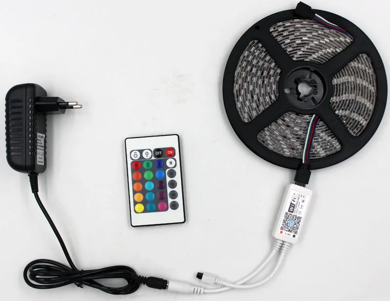 Wifi sem Fio Conjunto de Cozinha Controlador 5050 Rgb Wifi Led Strip Lâmpada Luz 15 m à Prova d' Água ip Neon Fita Fita Diodo 12 v Adaptador 7 m à prova dwaterproof água fita de