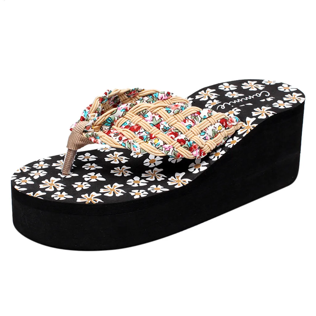 SAGACE 2019 Women's Wedges Floral Flap Foot Sandals Sandals Slippers Summer Simple Casual Women Beach Shoes Fe11
