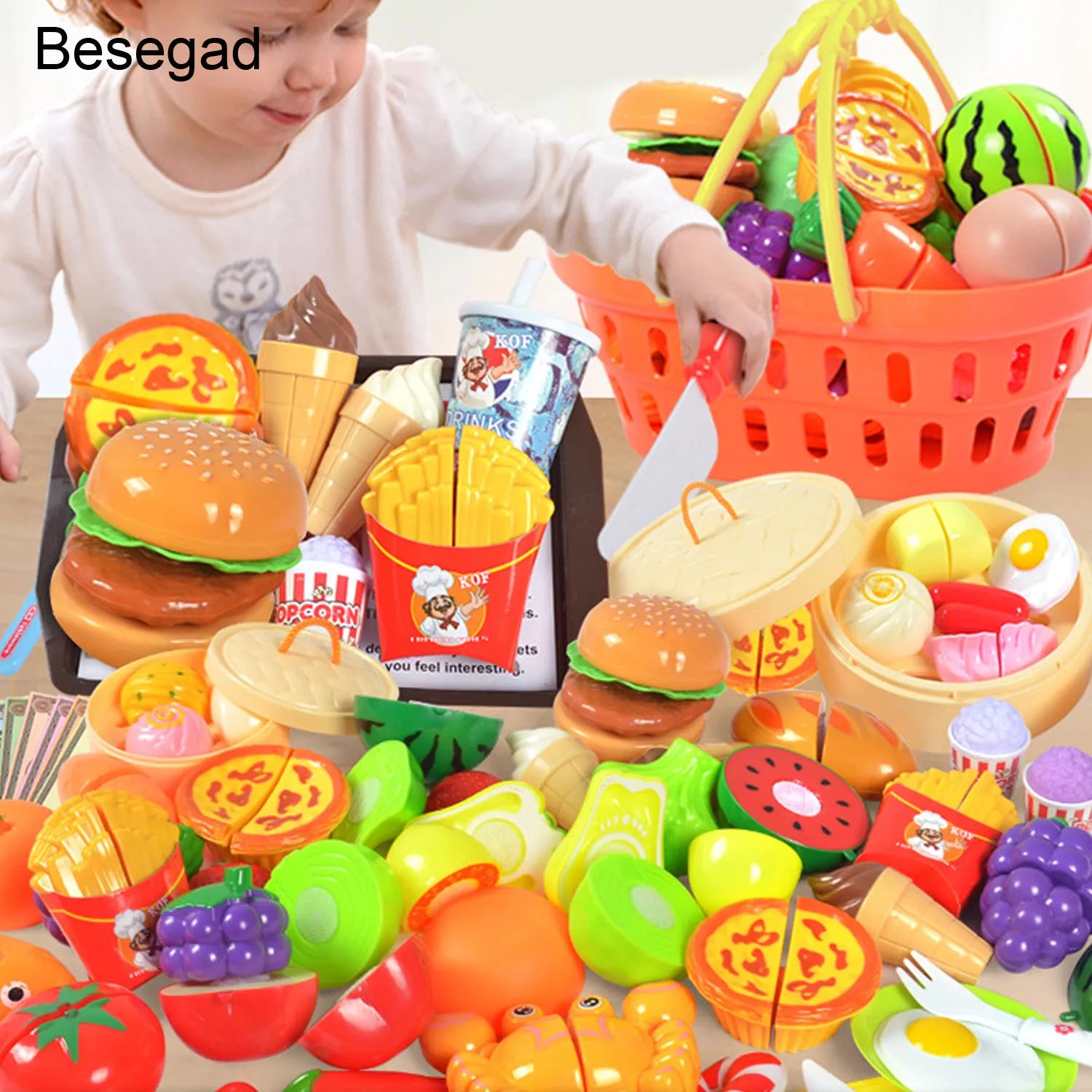 Besegad 36 шт. DIY забавные детские кухонные режущие игрушки набор, включая фрукты овощи ножи дети ролевые игровые наборы ролевые игрушки