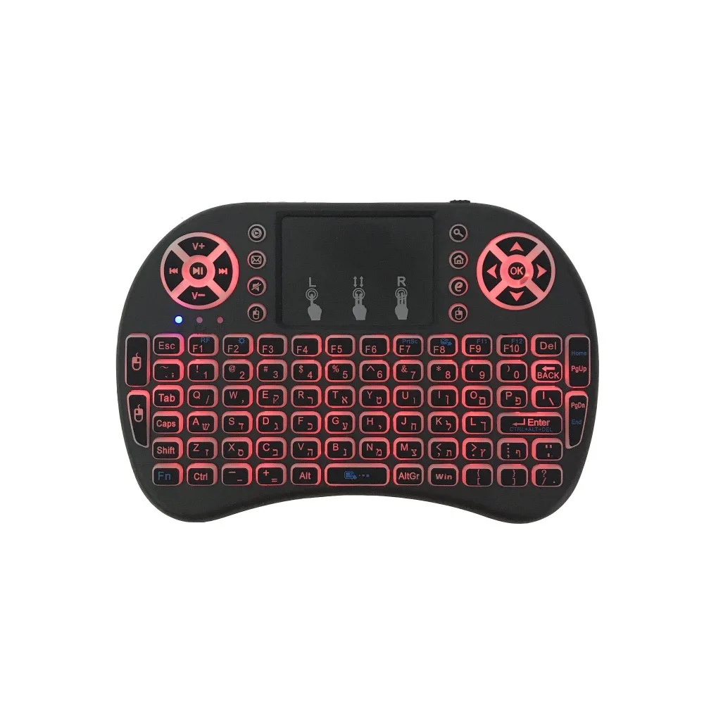 ChonChow 4 цвета RGB подсветка I8 Мини Беспроводная клавиатура с тачпадом мышь 2,4 ГГц Иврит Клавиатура для Android Smart tv