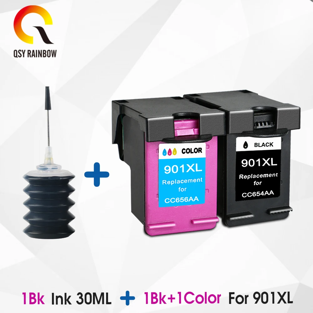 CMYK Supplies восстановленные для hp 901 XL для hp Officejet 4500 J4500 J4550 J4680 J4524 J4580 J4540 J4624 чернильный картридж - Цвет: 1bk 1color -30ml